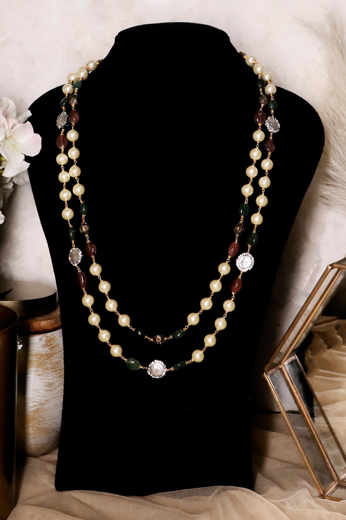 Multi Color Double Layered Necklace 