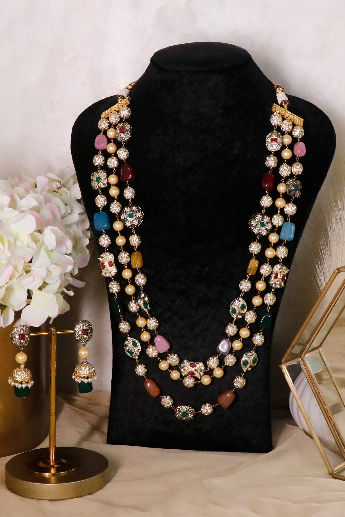 Multi Beaded Long Necklace Set 