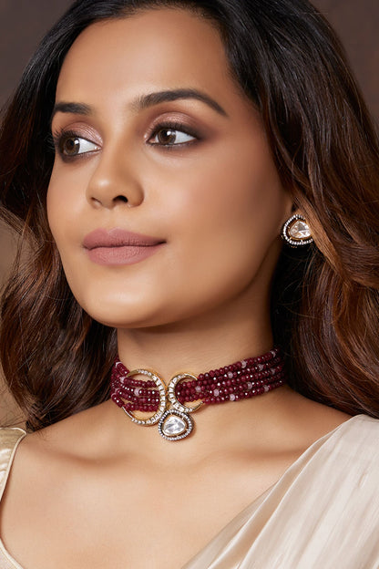 Crescent Pendant Choker Set 