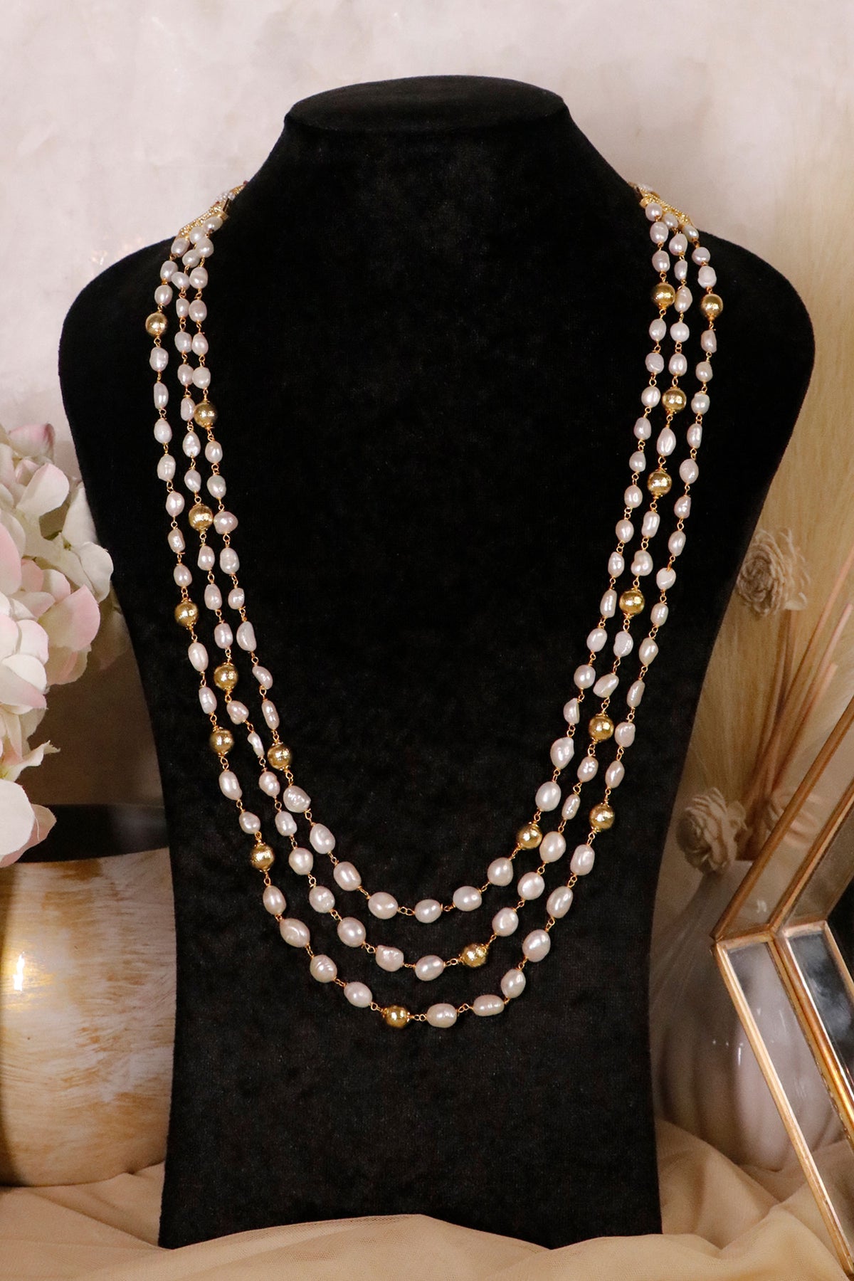 Layered Baroque Pearl Necklace 