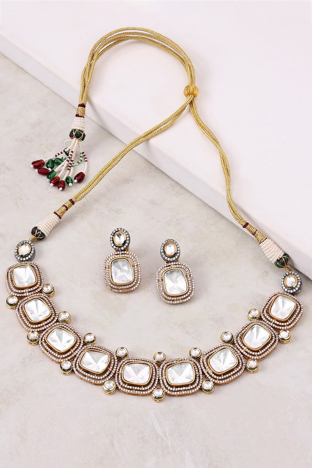 Polki Embellished Necklace Set 