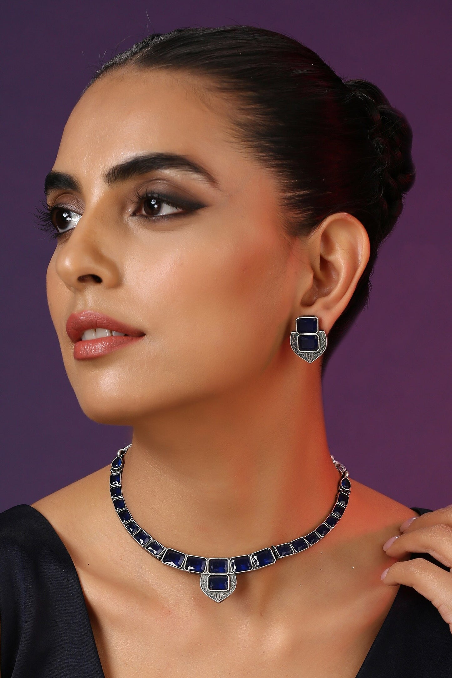 Sapphire Embellished Choker Set 