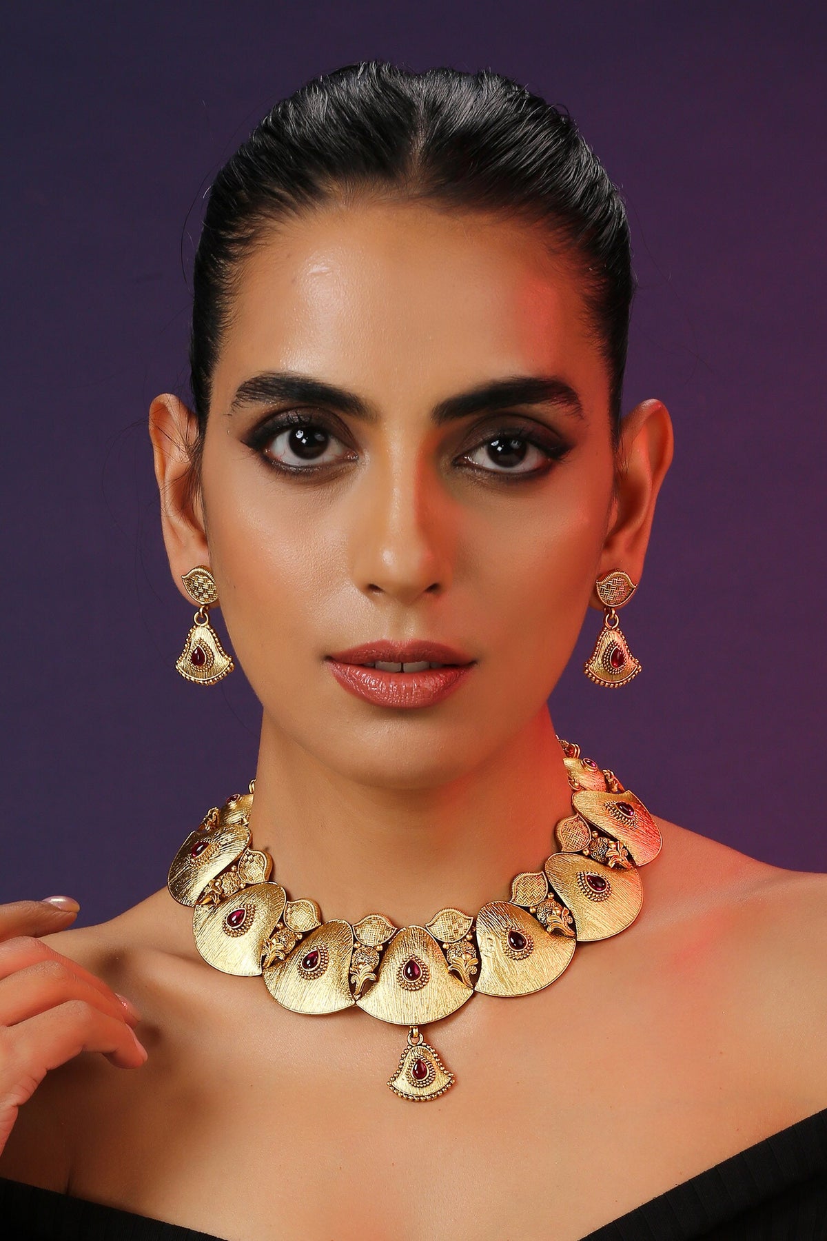 Textured Bell Necklace Set 