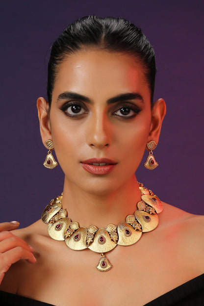 Textured Bell Necklace Set 