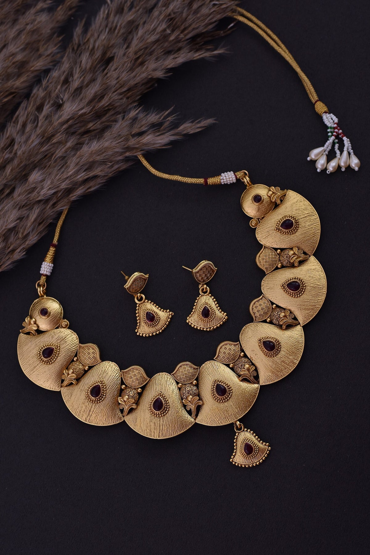 Textured Bell Necklace Set 