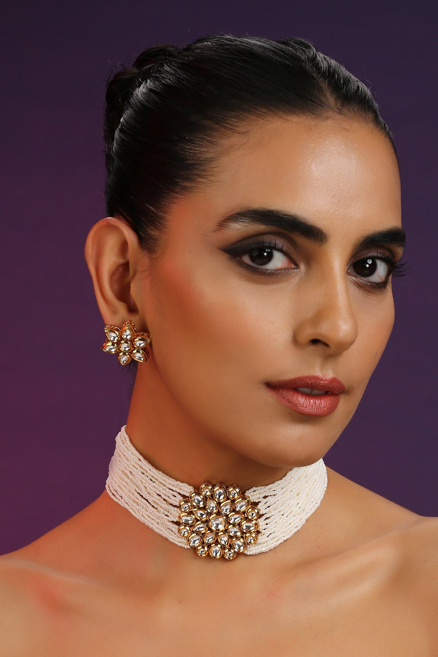 Pearl Embellished Choker Set 