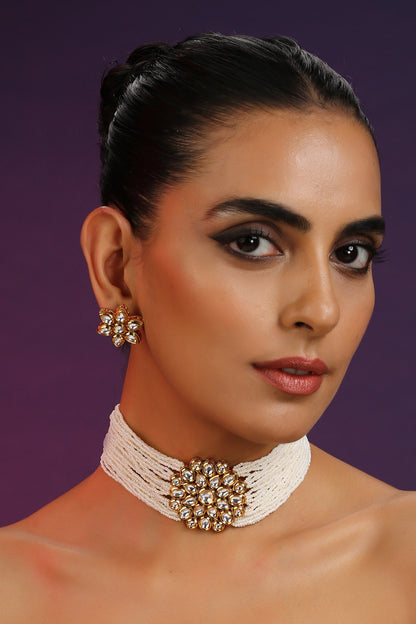 Pearl Embellished Choker Set 