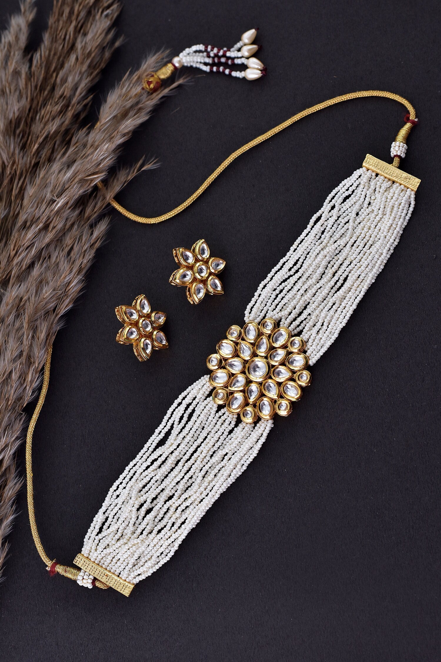 Pearl Embellished Choker Set 