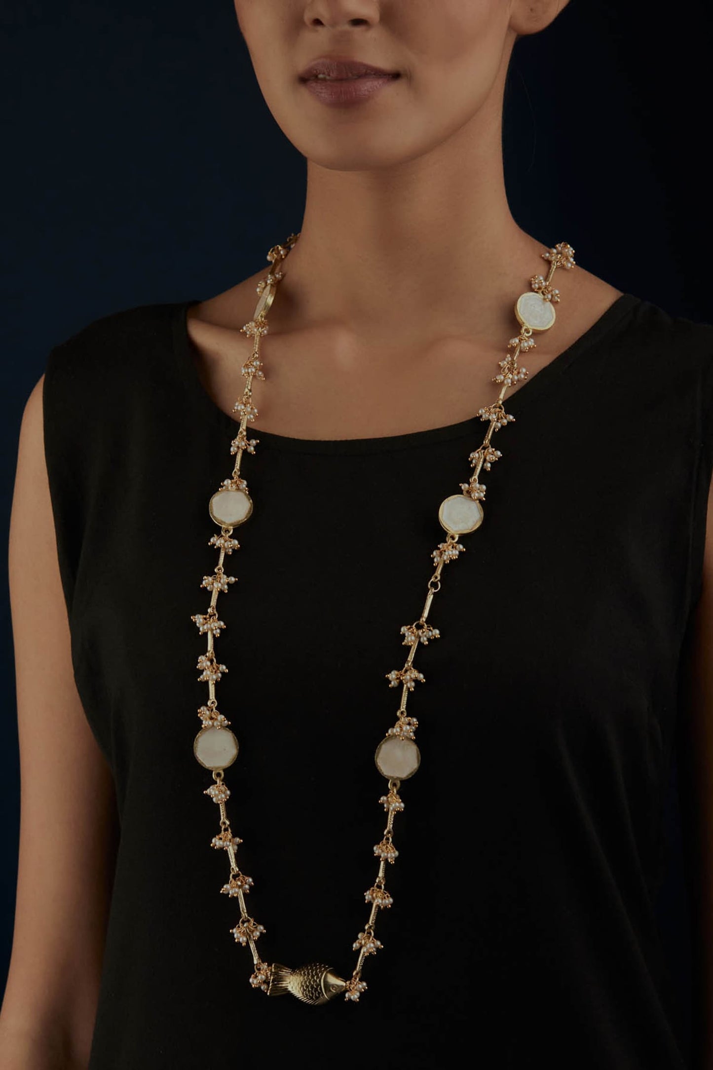 Fish Pendant Long Necklace 
