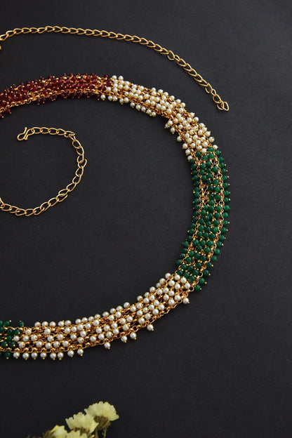 Pearl Embellished Beaded Kamarbandh 