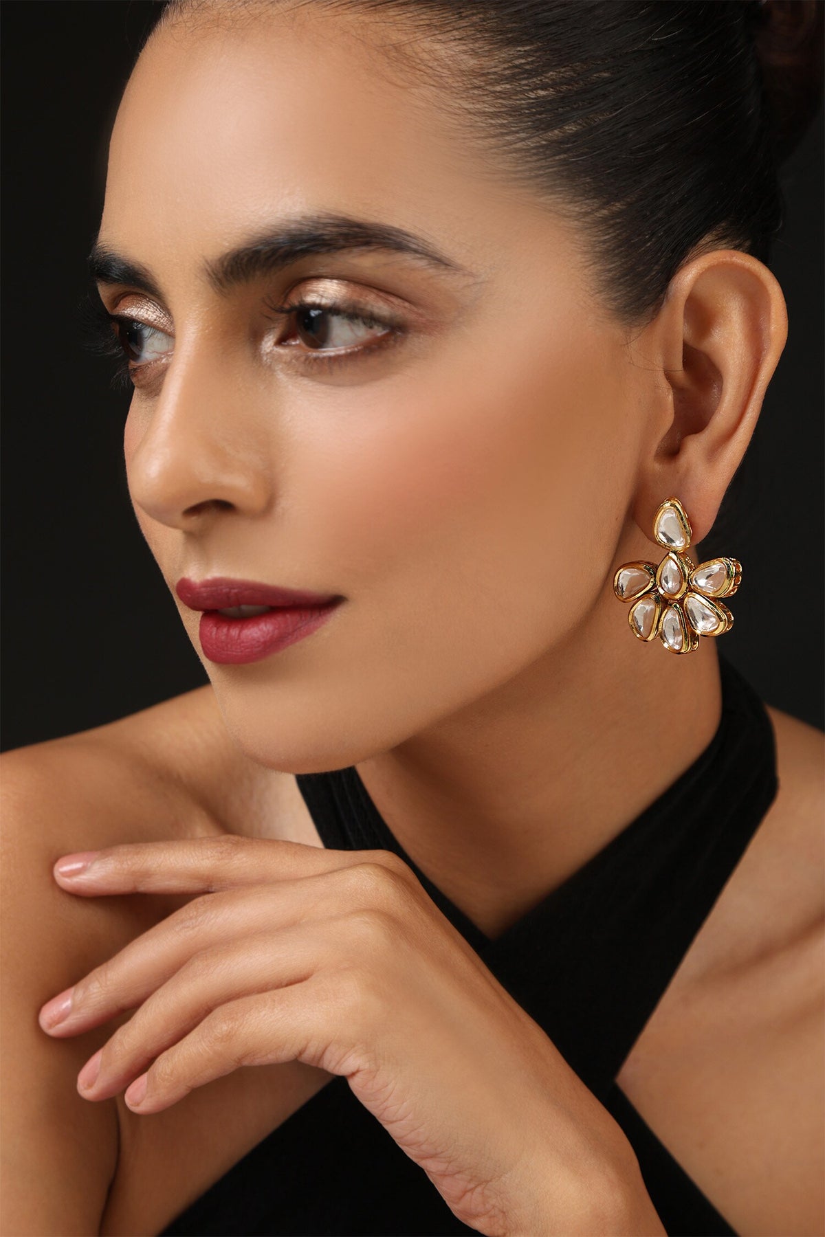 Floral Kundan Embellished Earrings 