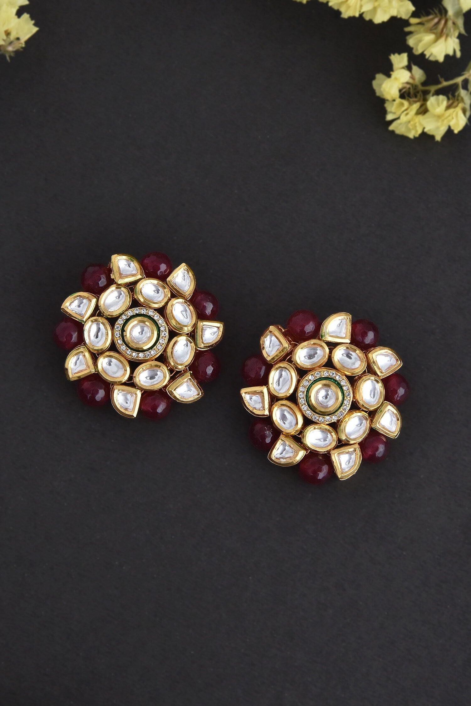 Kundan Embellished Round Stud Earrings 