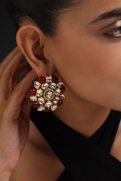 Kundan Embellished Round Stud Earrings 