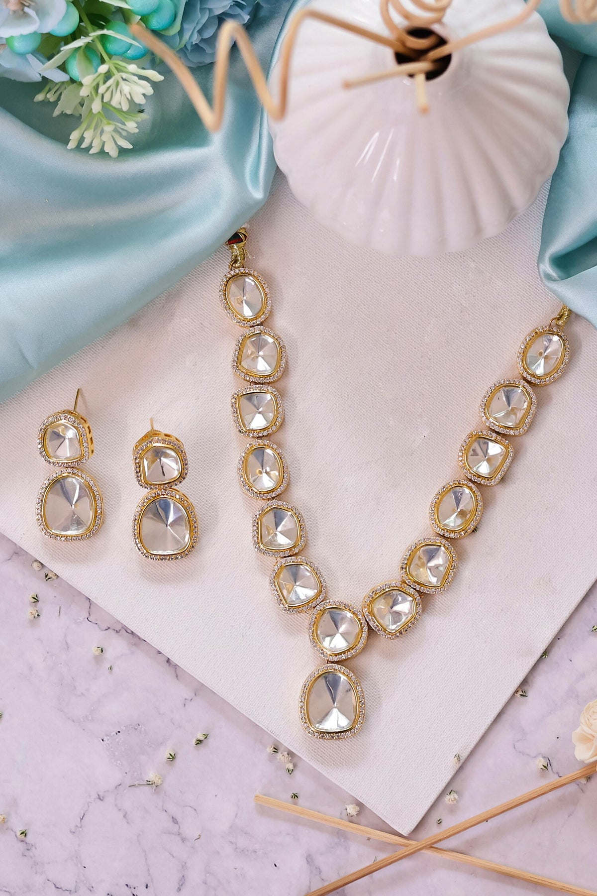 Polki Embellished Necklace Set 