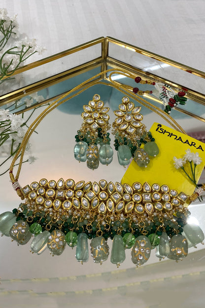 Kundan Stone Drop Choker Set 