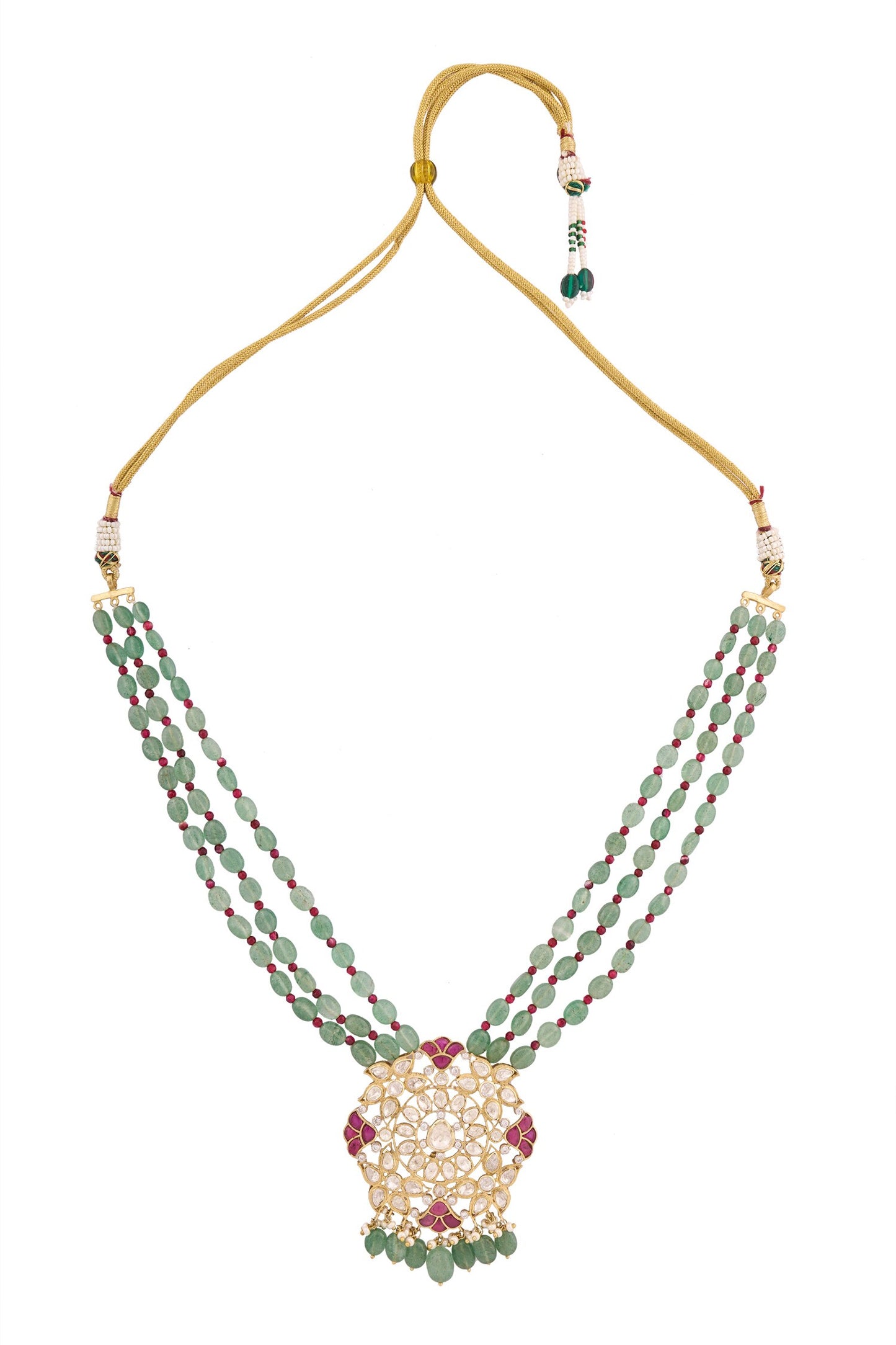 Ruby Embellished Pendant Layered Necklace 