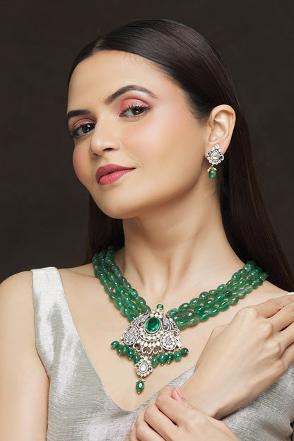 Polki Embellished Pendant Necklace Set 