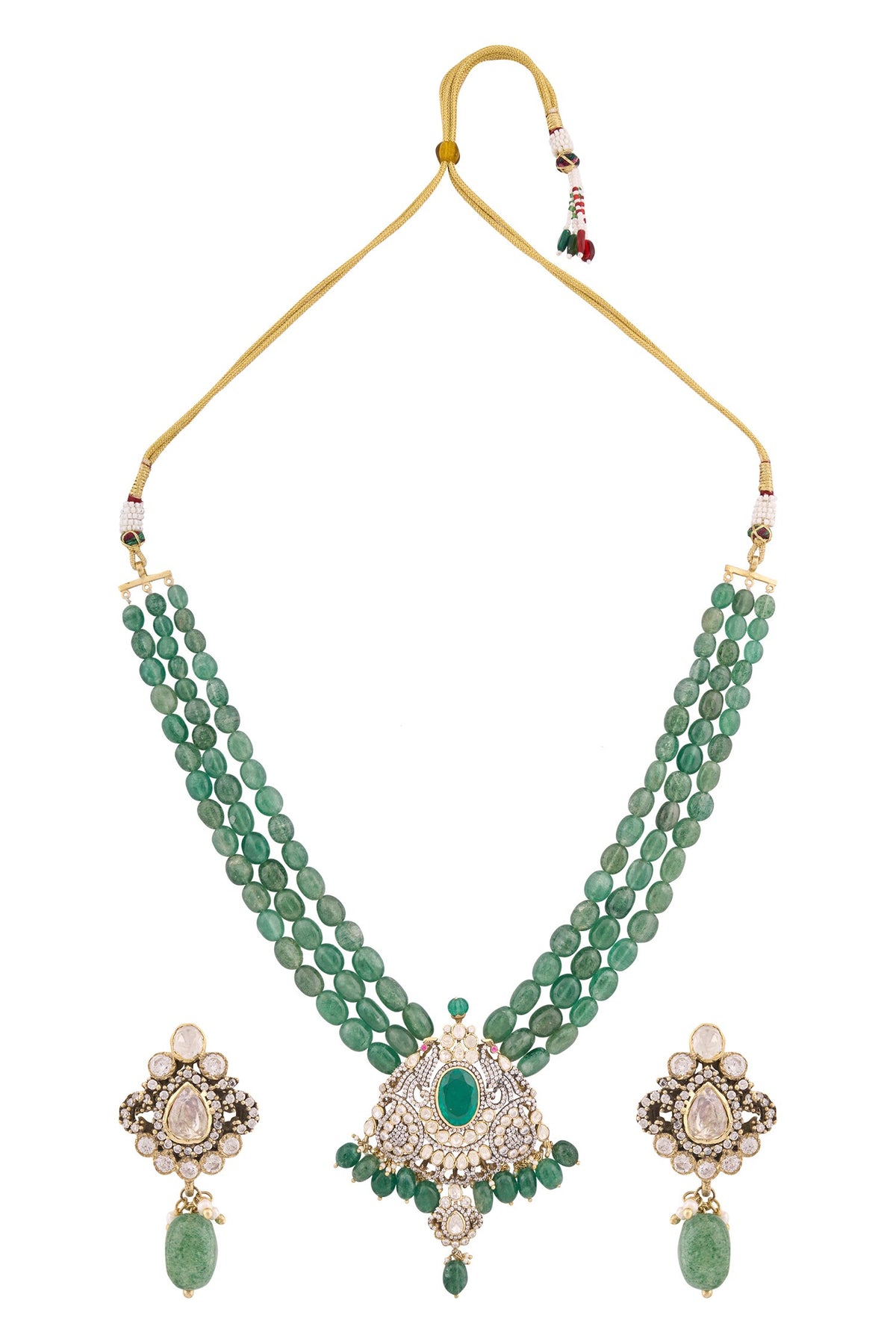 Polki Embellished Pendant Necklace Set 