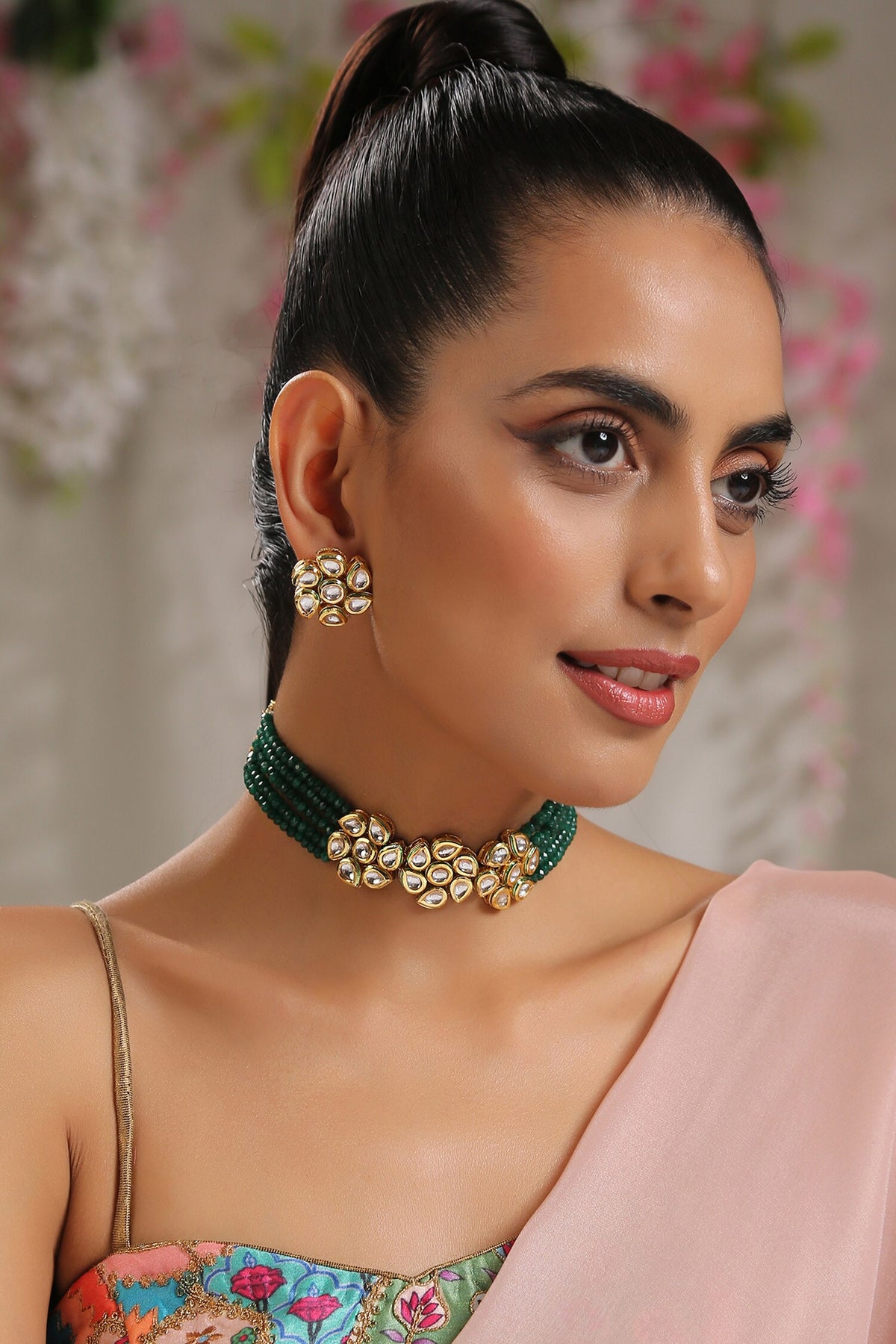 Green Kundan Necklace Set 