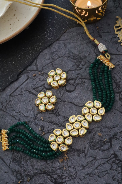 Green Kundan Necklace Set 