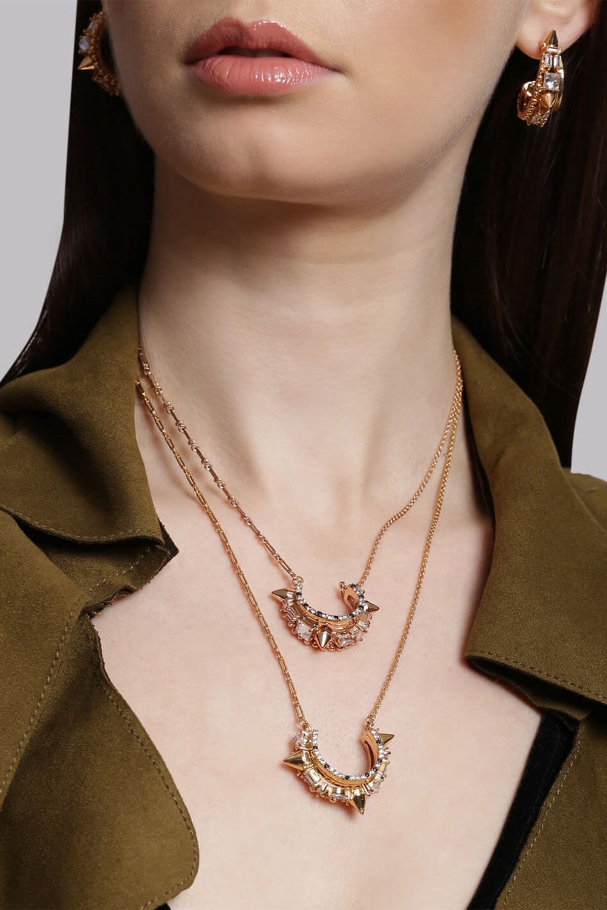Crystal Crescent Pendant Necklace - Single Pc 