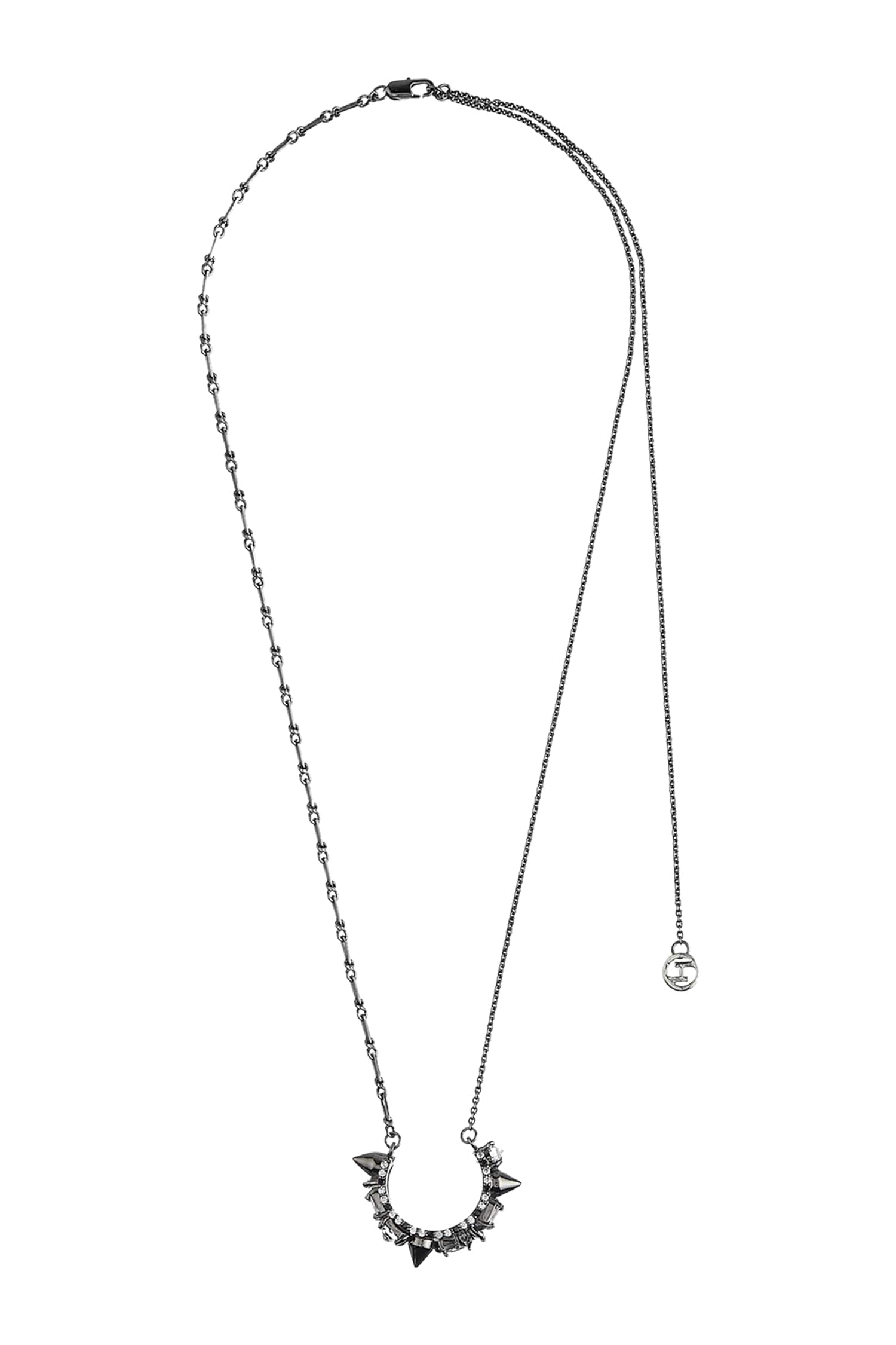 Crystal Crescent Pendant Necklace 