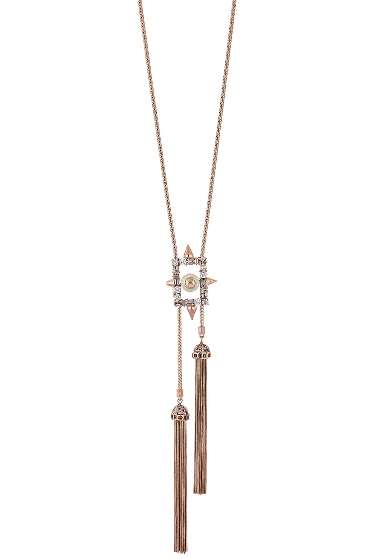 Crystal Tassel Pendant Necklace 