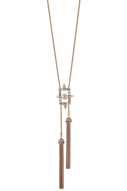 Crystal Tassel Pendant Necklace 