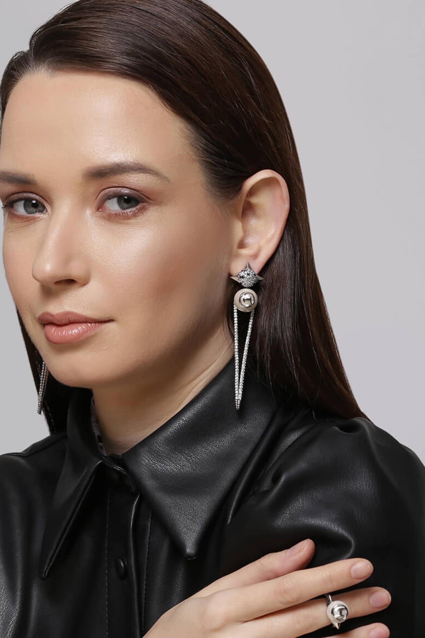 Crystal Spiked Statement Earrings 