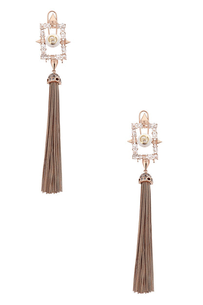 Crystal Tassel Long Earrings 