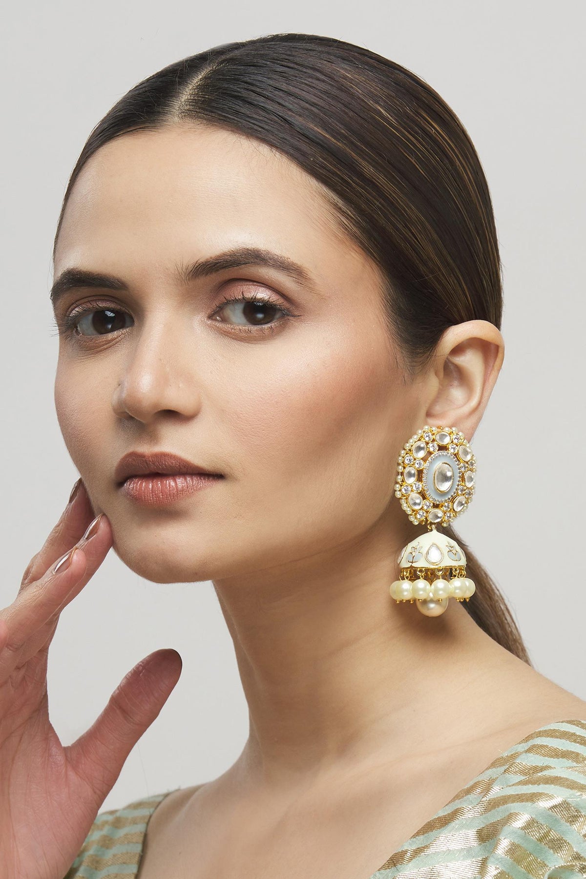 Meenakari Kundan Jhumkas 