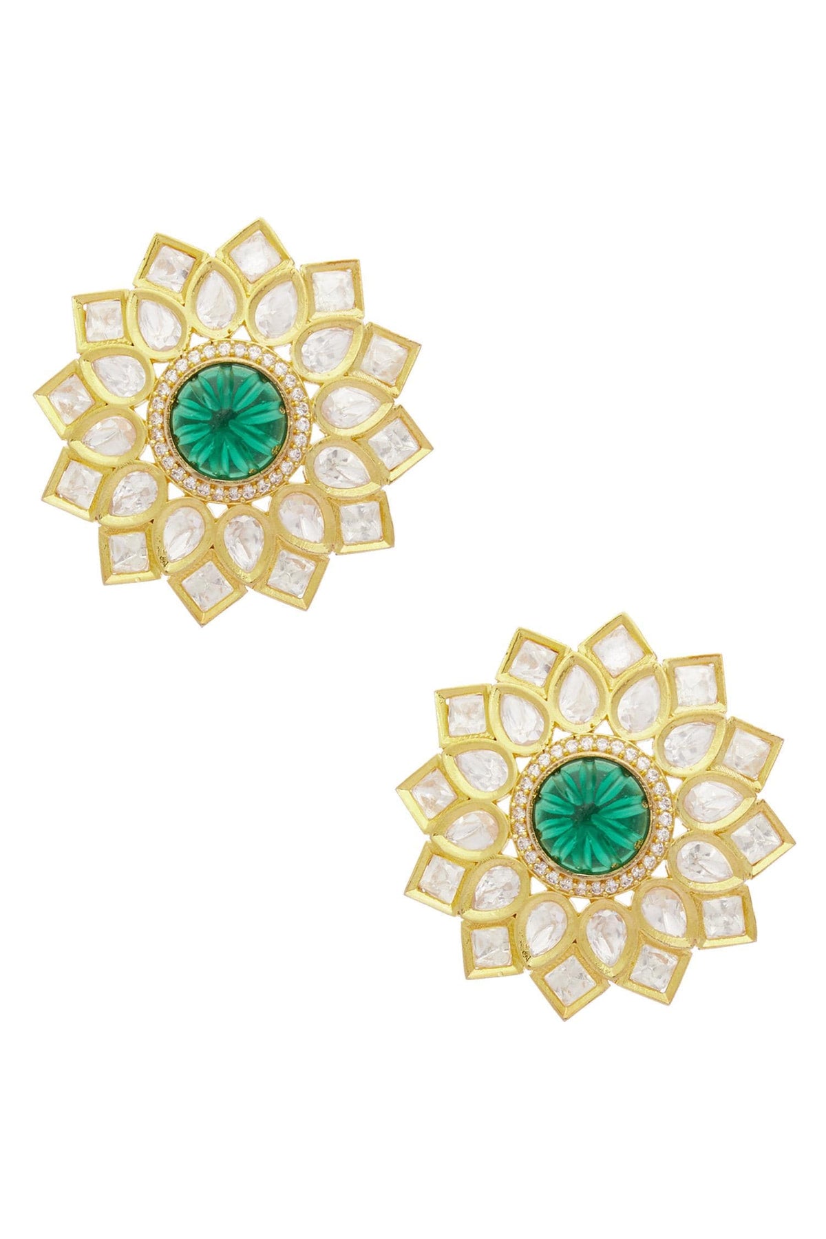 Floral Kundan Stud Earrings 