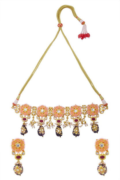 Floral Bead Drop Choker Set 