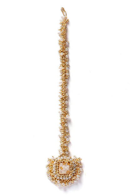 Raka Shell Pearl Embroidered Maangtikka 