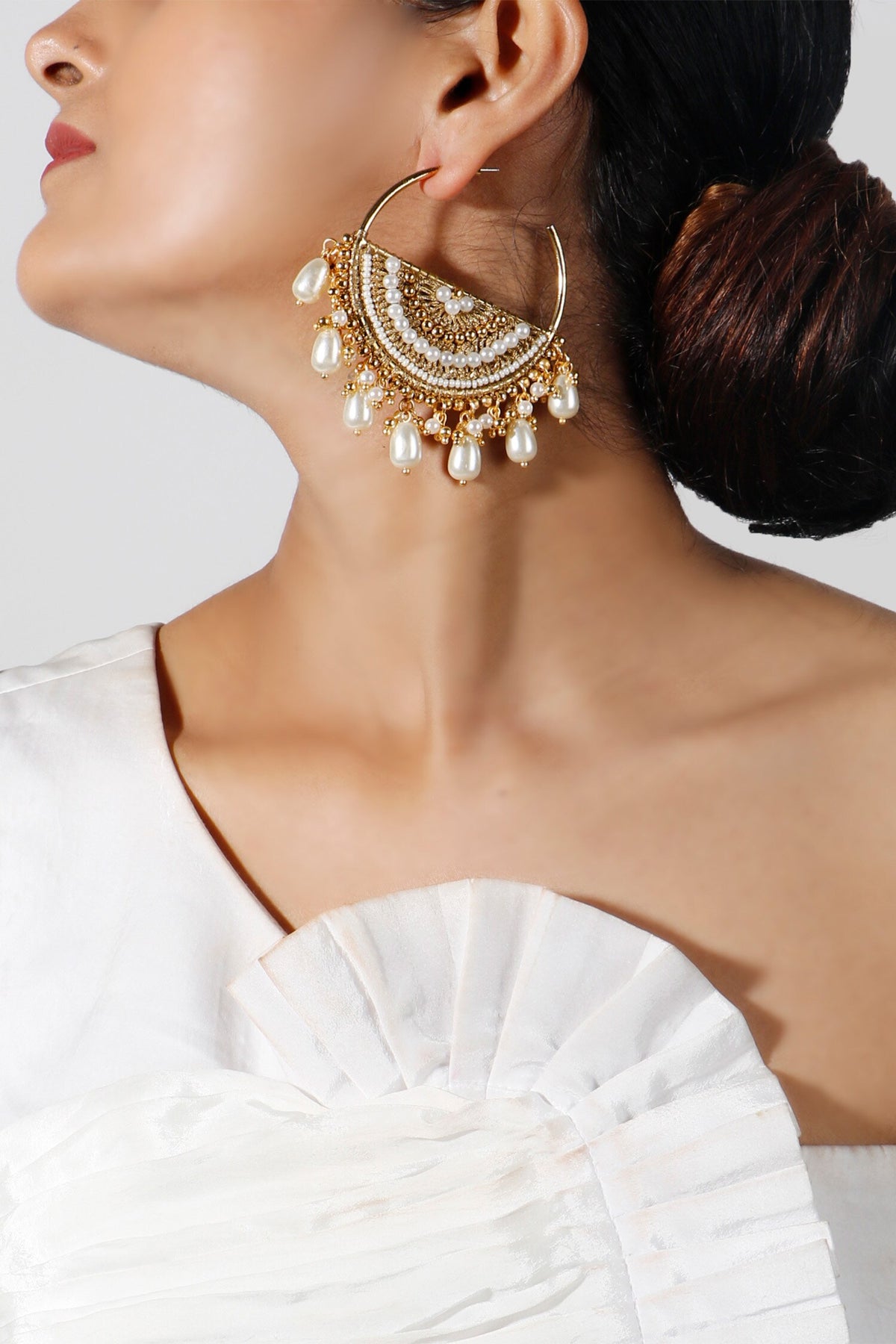 Jhansi Pearl Embroidered Hoops 