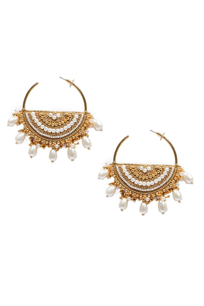 Jhansi Pearl Embroidered Hoops 