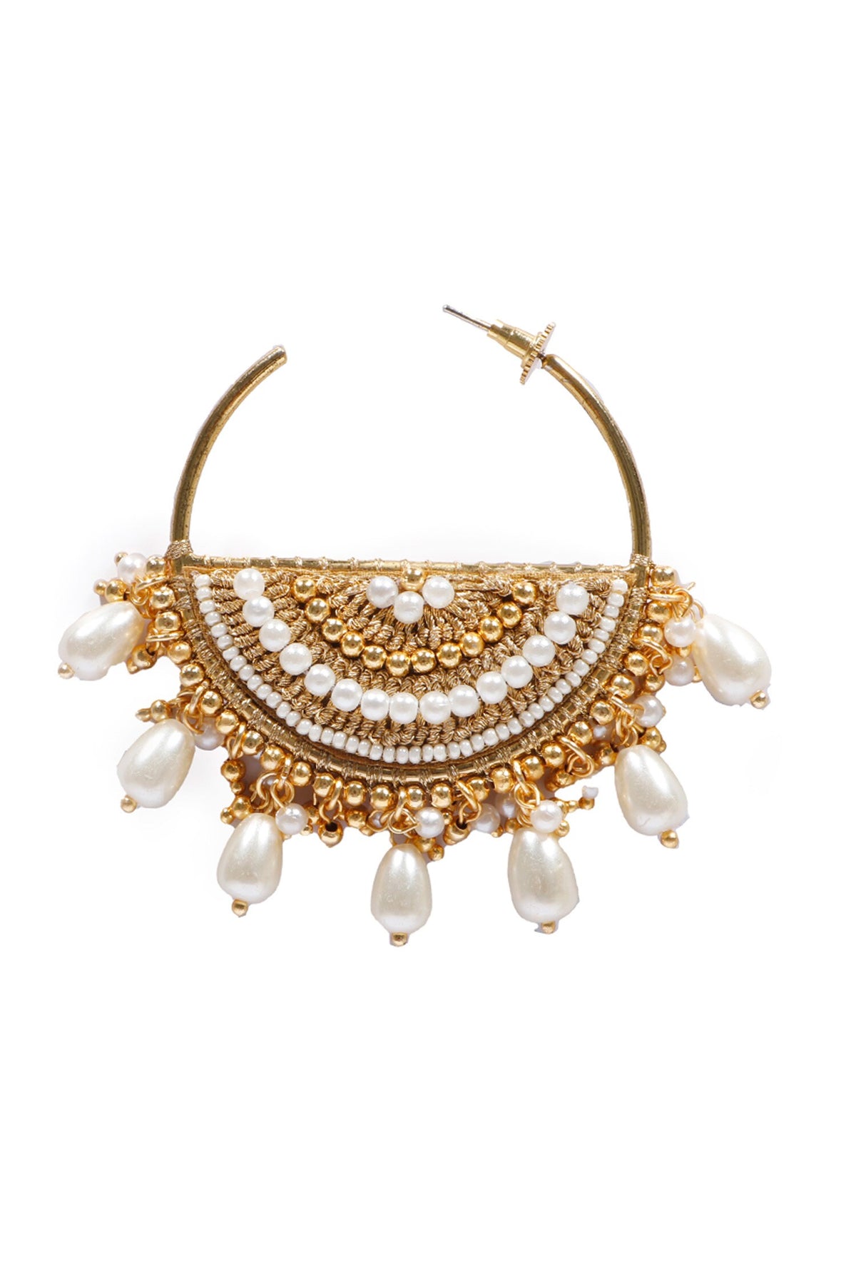 Jhansi Pearl Embroidered Hoops 