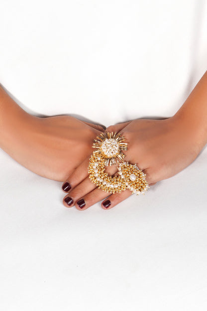 Malika Pearl Embroidered Ring 