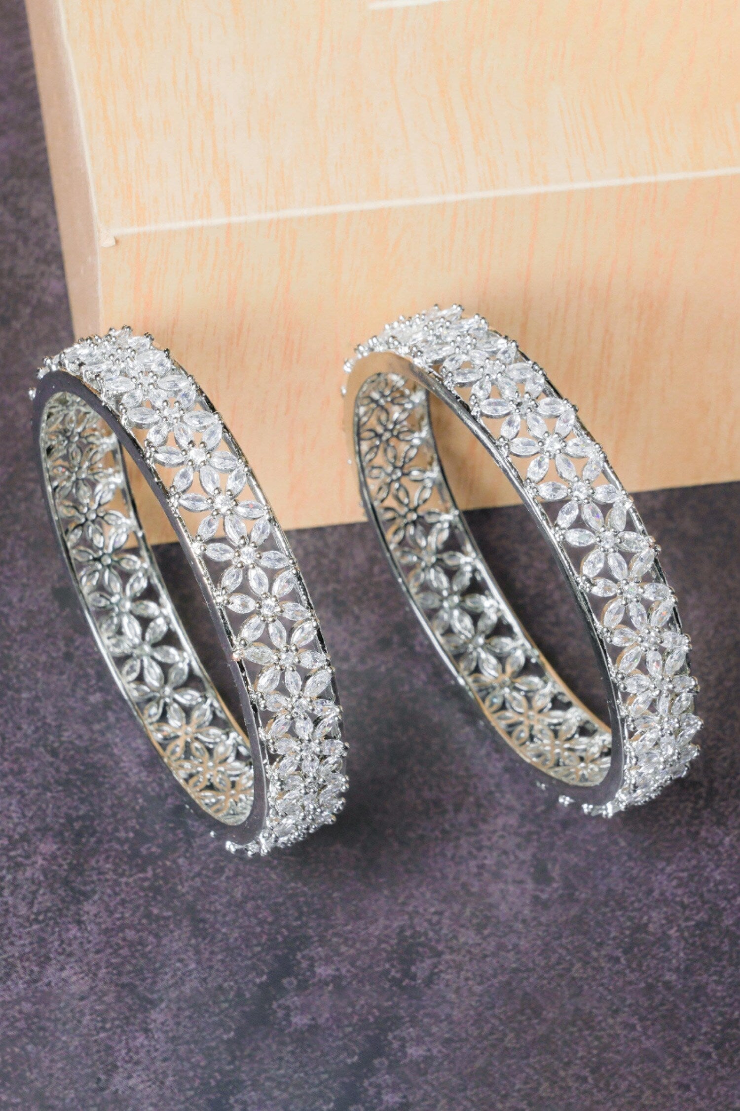 American Diamond Embellished Bangles - Set of 2 
