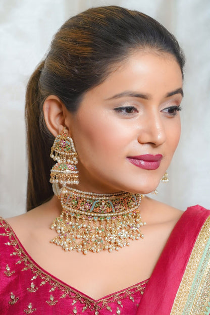 Navratan Embellished Choker Necklace Set 