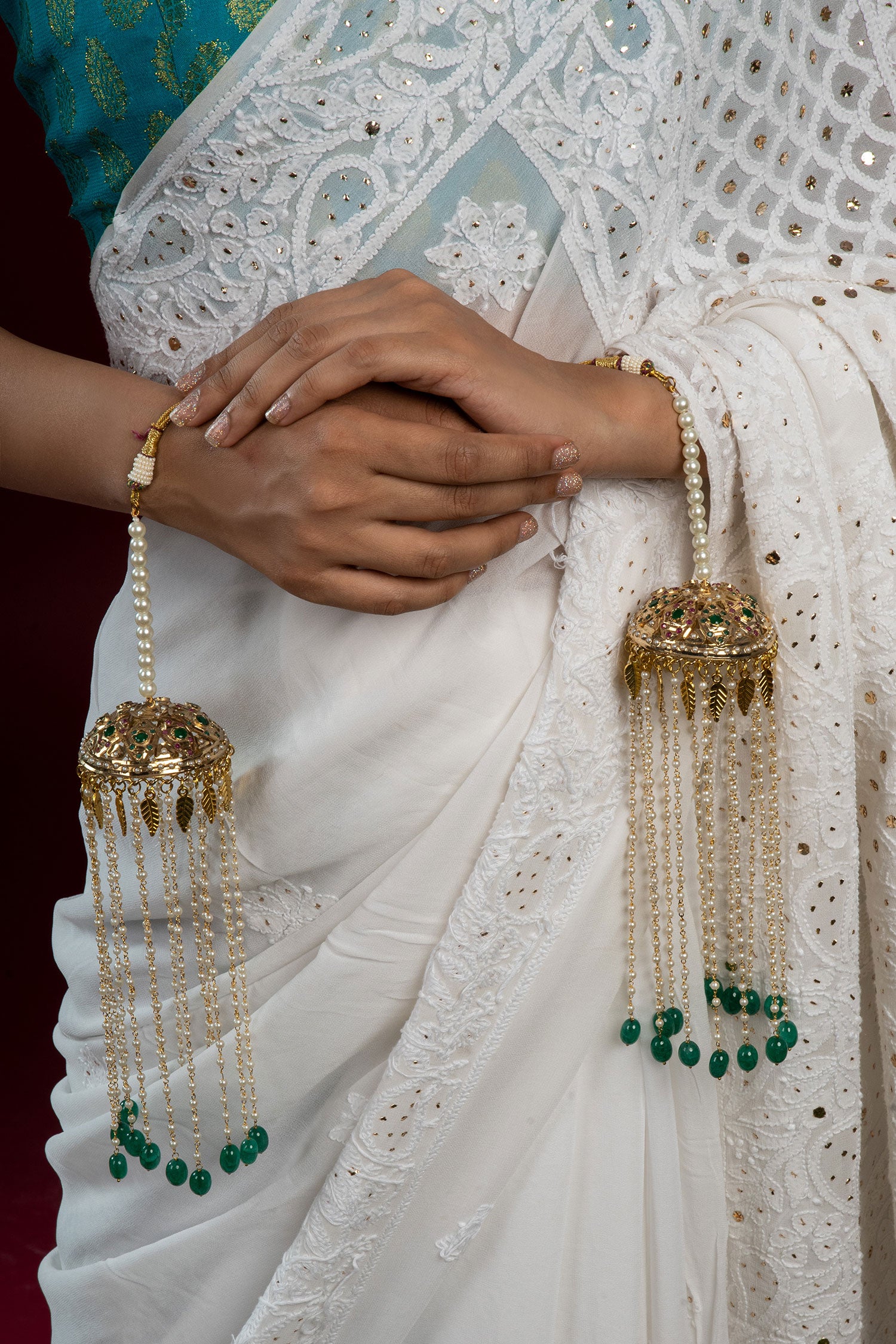Pearl Drop Embellished Bridal Kaleeras - Set of 2 