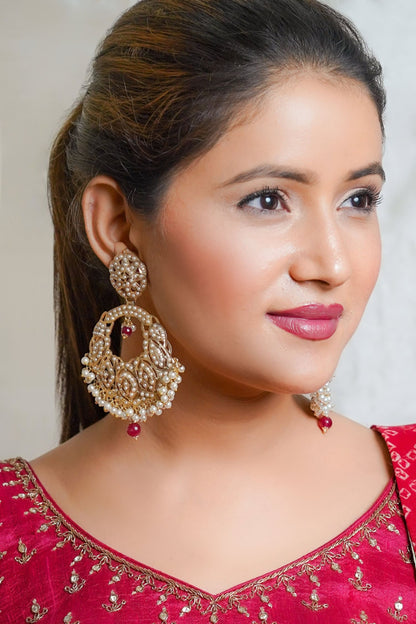 Jadau Embellished Chandbali Earrings 