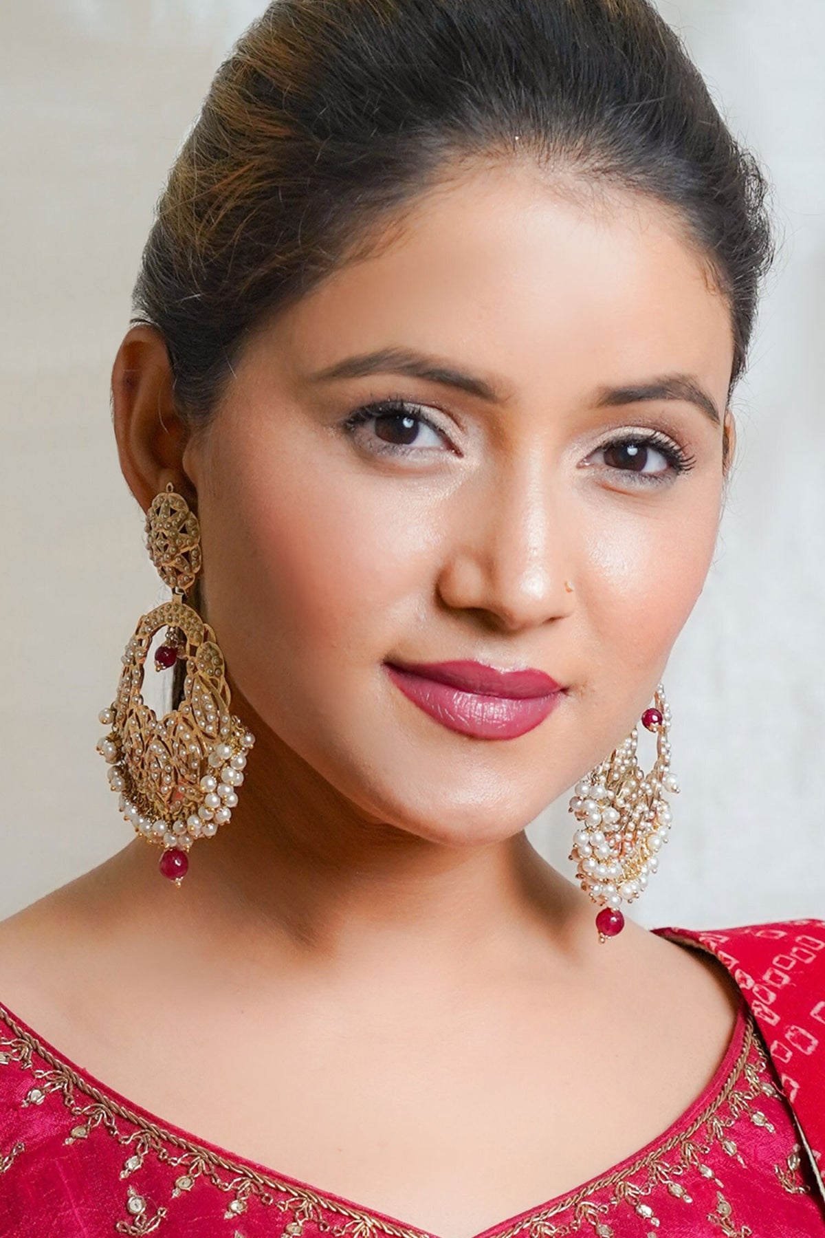 Jadau Embellished Chandbali Earrings 