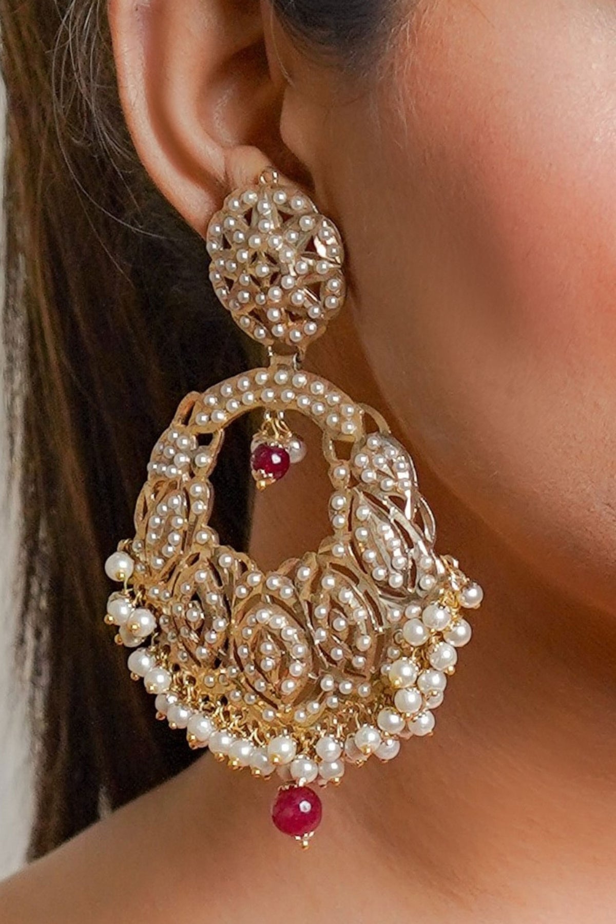 Jadau Embellished Chandbali Earrings 