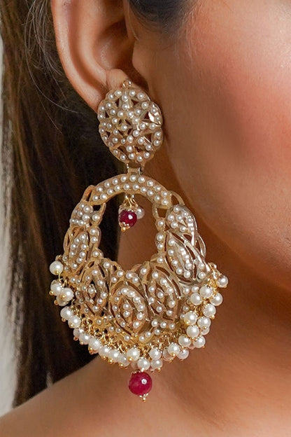 Jadau Embellished Chandbali Earrings 
