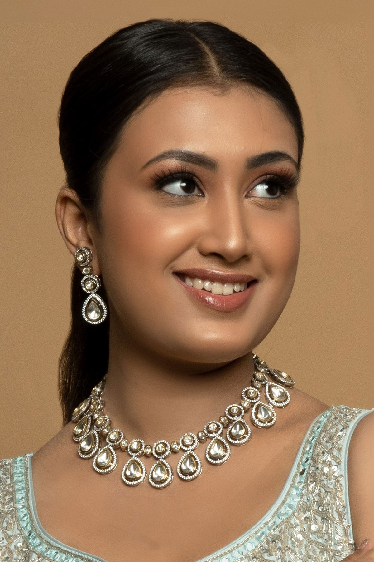 Victorian Polki & Kundan Embellished Necklace Set 