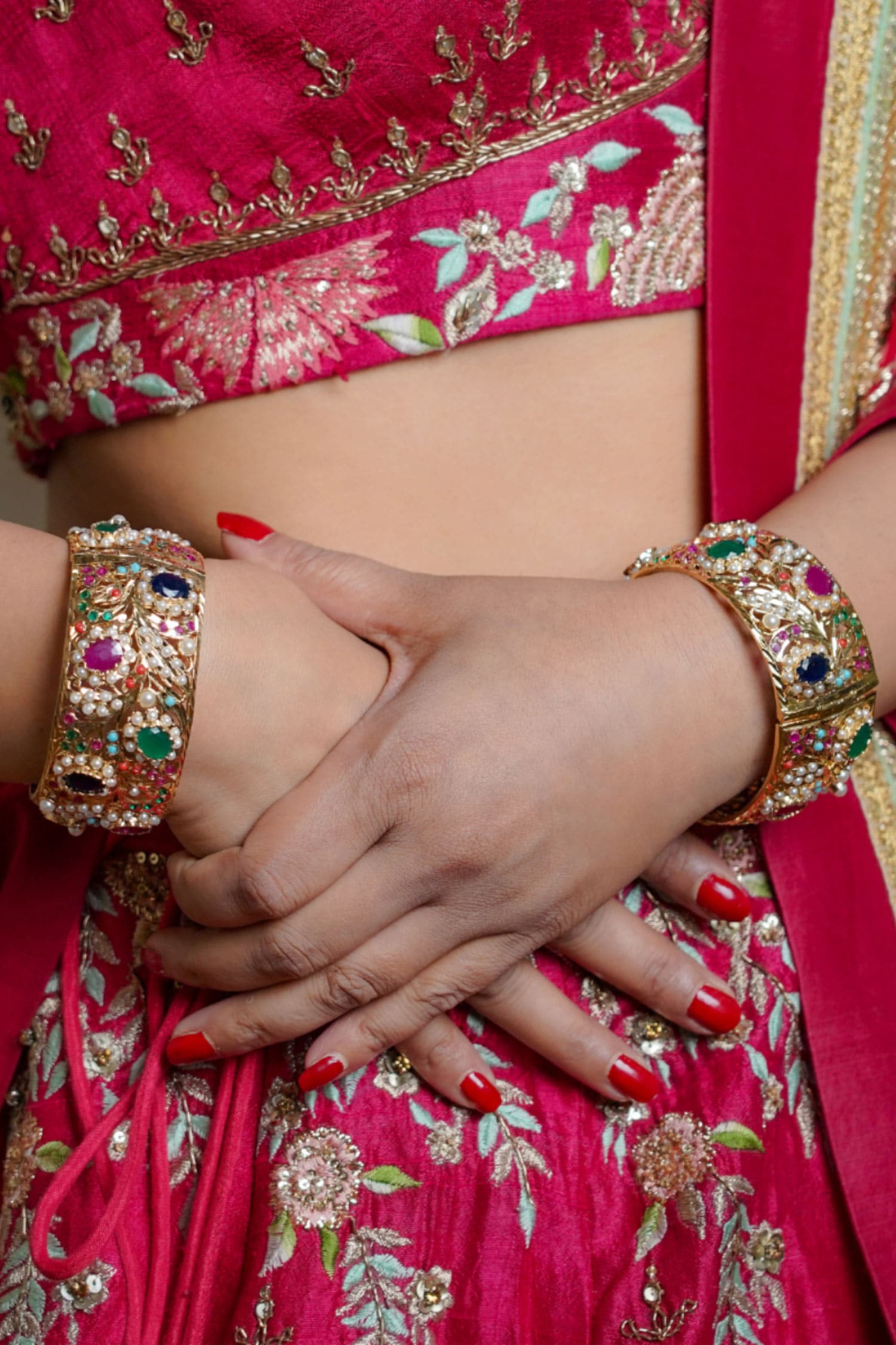 Navratna Stone Studded Bangle- Single Pc 