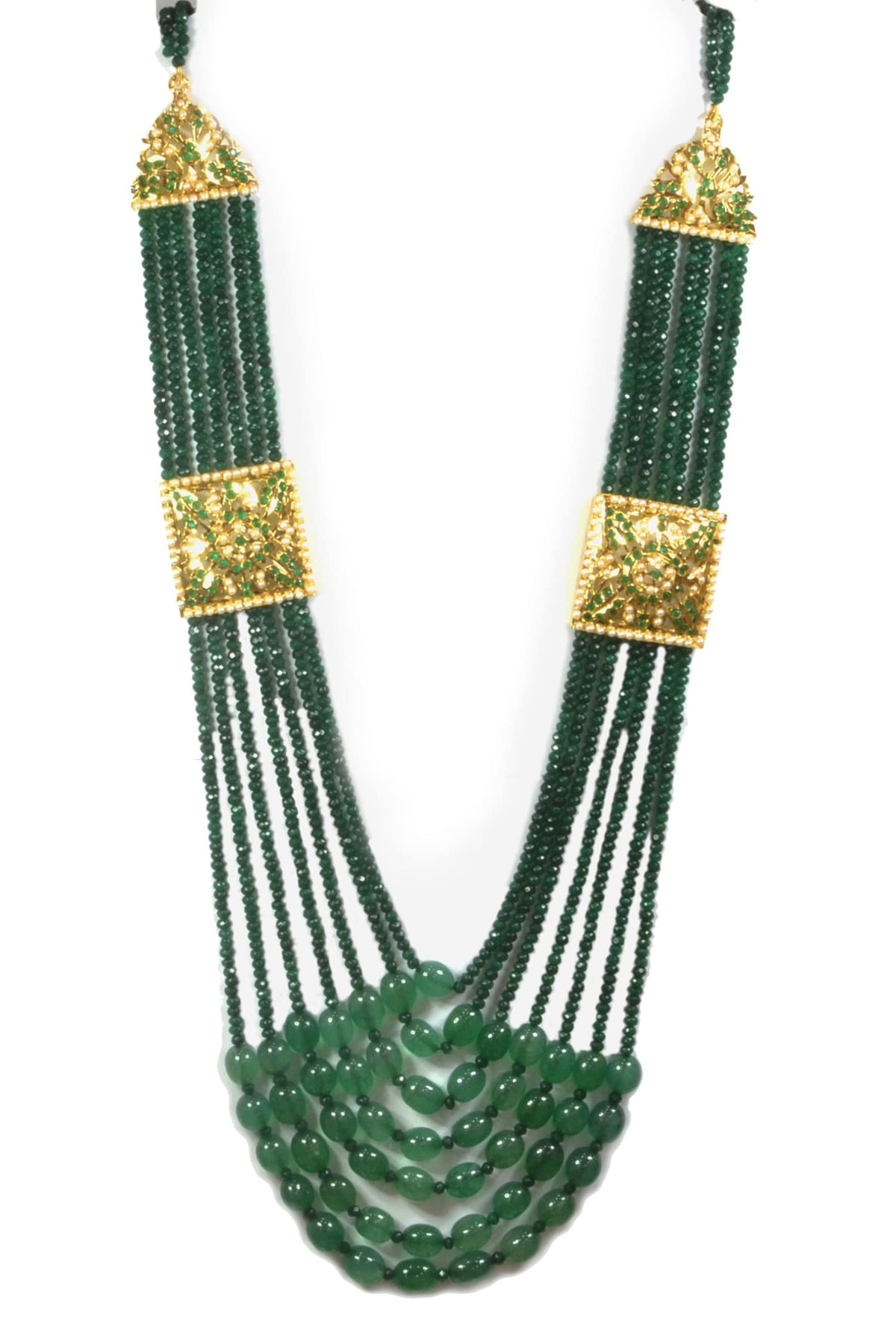 Emerald Embellished Multi-Layered Necklace 