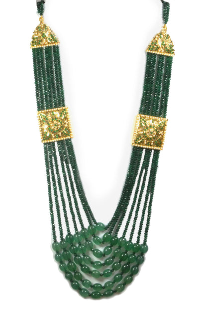 Emerald Embellished Multi-Layered Necklace 