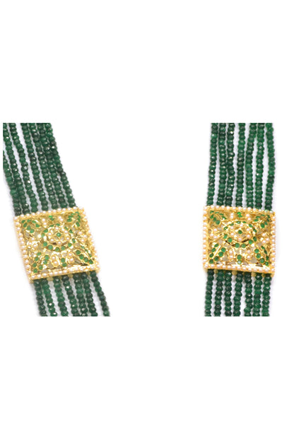 Emerald Embellished Multi-Layered Necklace 